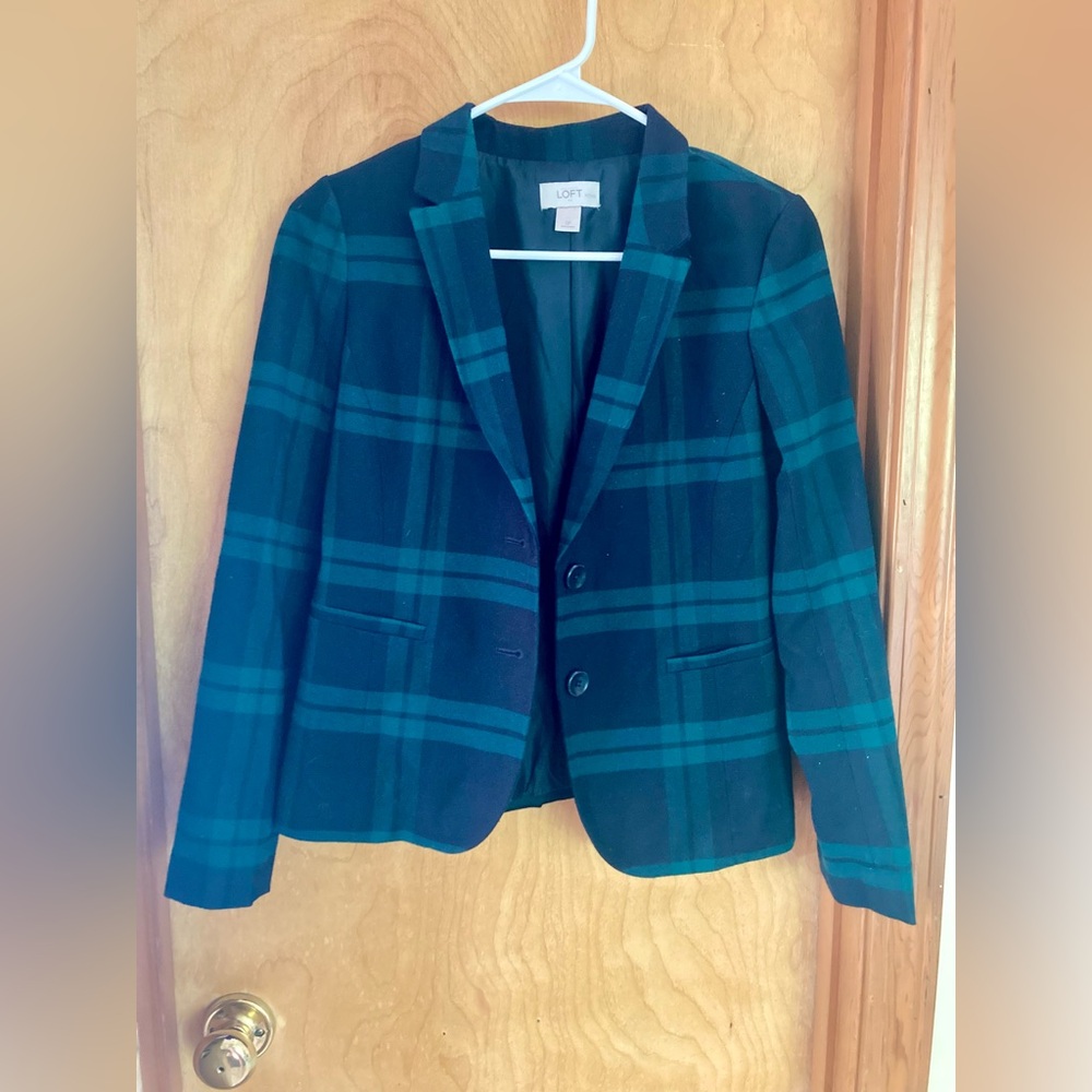 Ann Taylor Loft petite 0 plaid blazer